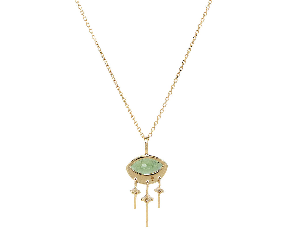 Celine Daoust Green Tourmaline Marquise Eye and Diamond Fringe Necklace Back View