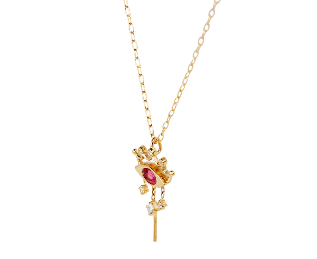 Celine Daoust Pink Spinel Evil Eye Crown Pendant Necklace Side View