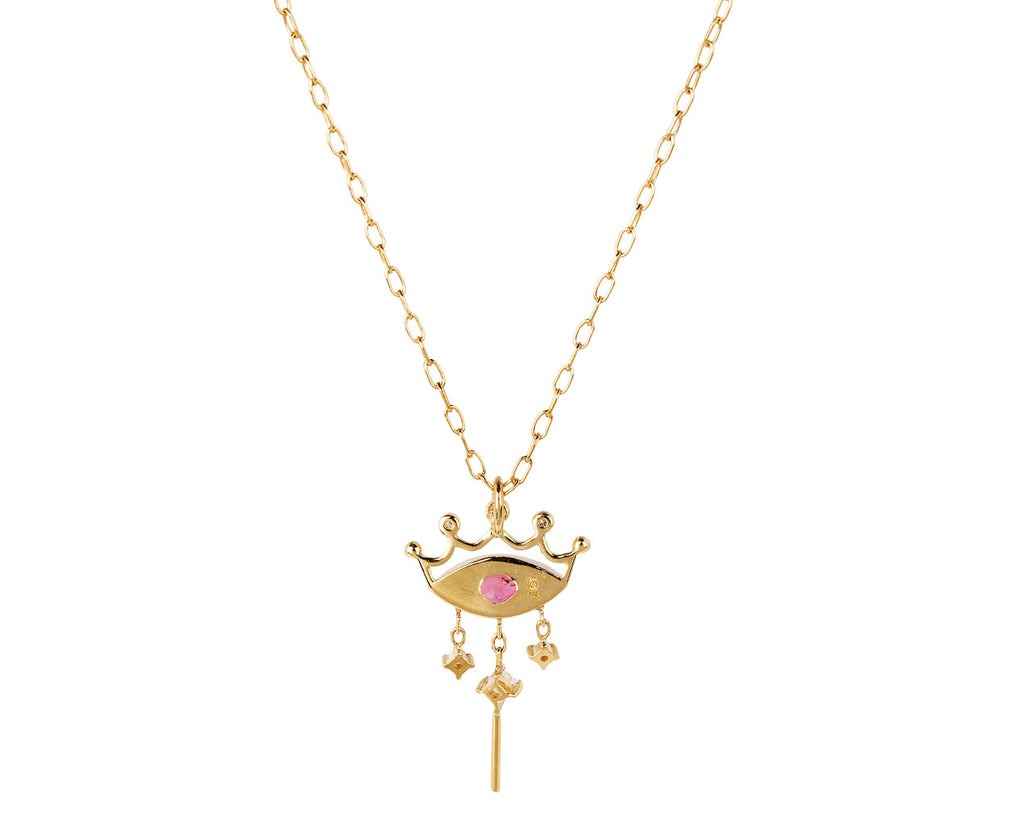Celine Daoust Pink Spinel Evil Eye Crown Pendant Necklace Back