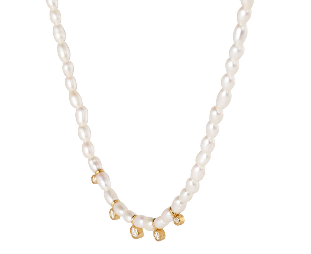Zoe Chicco Diamond Drop Pearl Necklace Side View