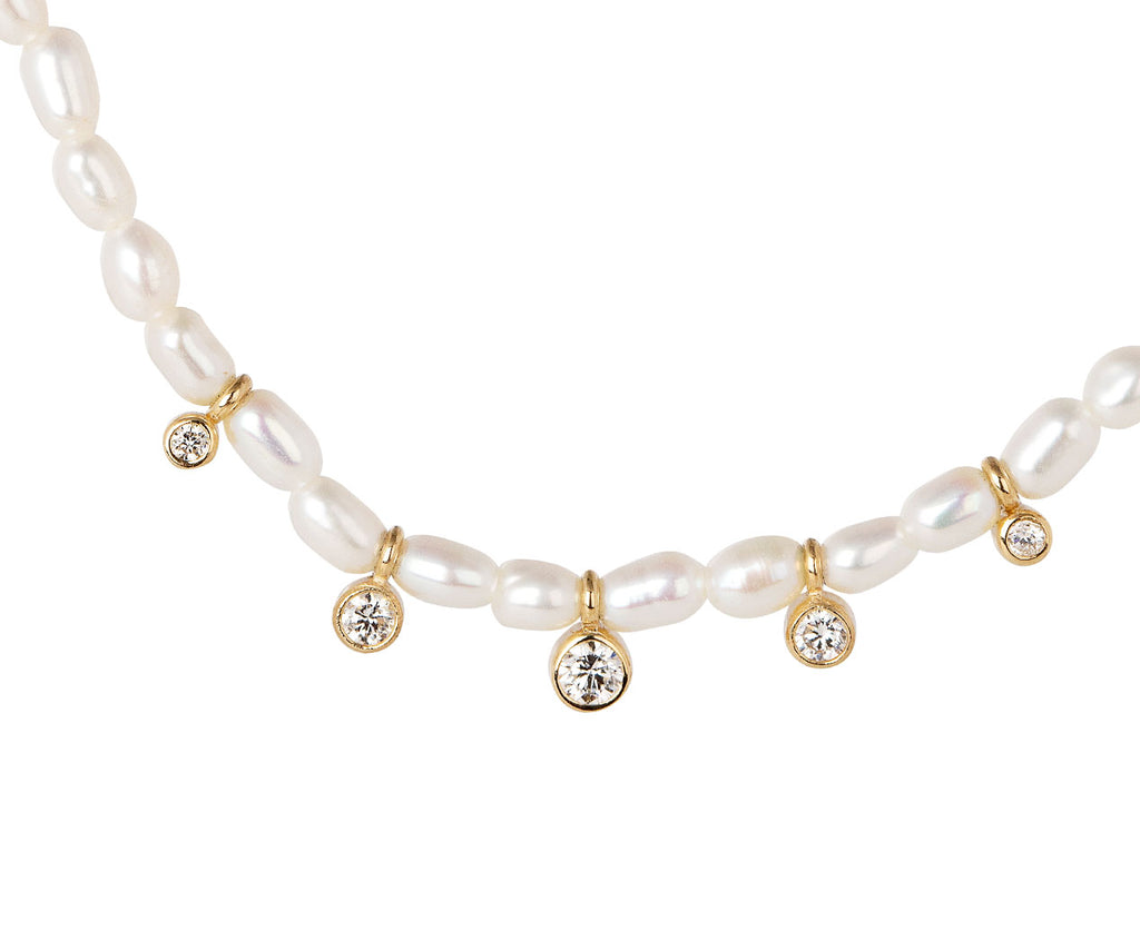 Zoe Chicco Diamond Drop Pearl Necklace Close Up