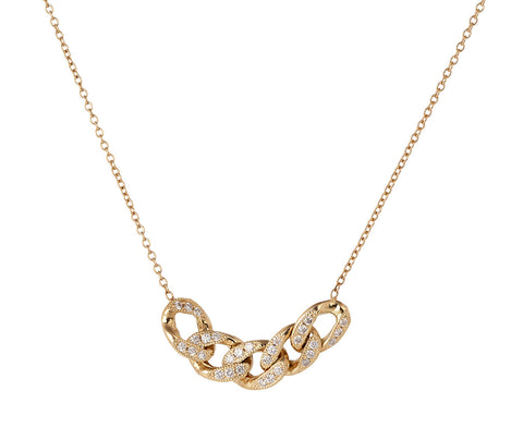 Zoe Chicco Five Diamond Curb Chain Link Pendant Necklace