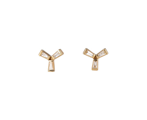 Zoe Chicco Tapered Baguette Diamond Trio Stud Earrings