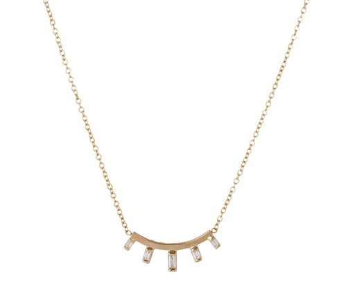 Zoe Chicco Baguette Diamond Small Curved Bar Pendant Necklace