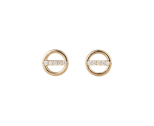 Zoe Chicco Small Open Circle Diamond Bar Stud Earrings