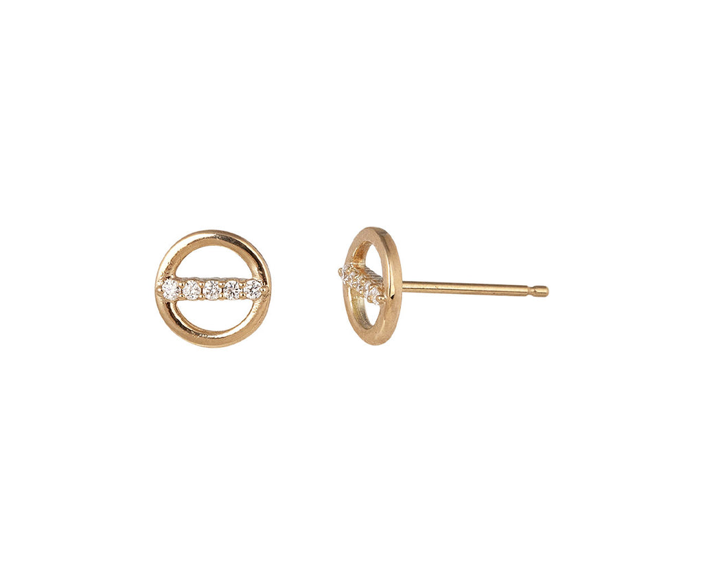 Zoe Chicco Small Open Circle Diamond Bar Stud Earrings