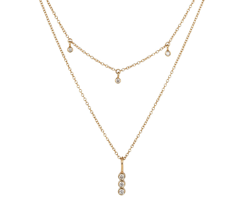 Zoe Chicco Diamond Double Dangle Pendant Necklace
