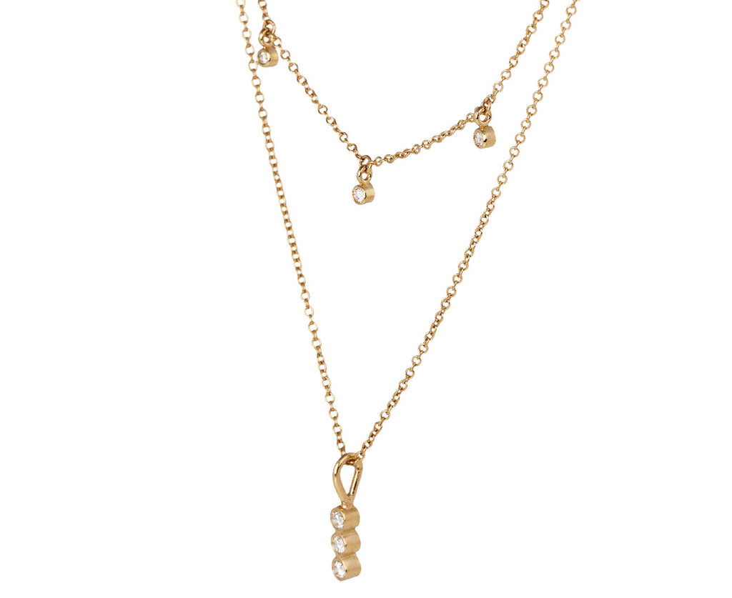 Zoe Chicco Diamond Double Dangle Pendant Necklace Side