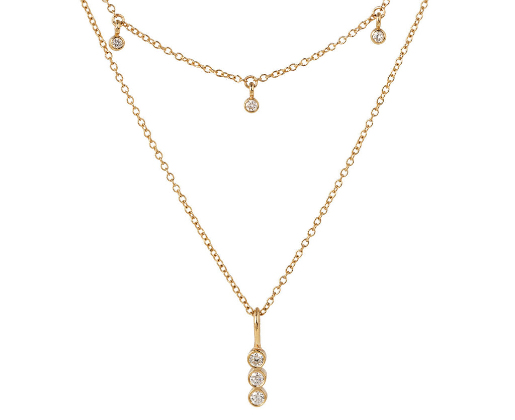 Zoe Chicco Diamond Double Dangle Pendant Necklace Close Up