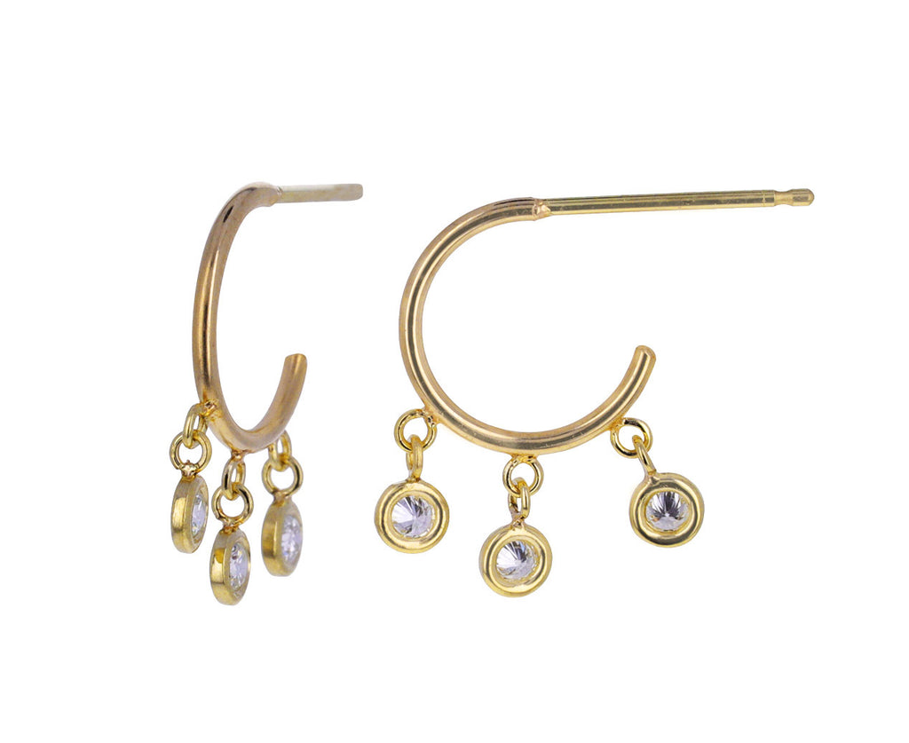 Diamond Dangle Huggie Hoop Earrings