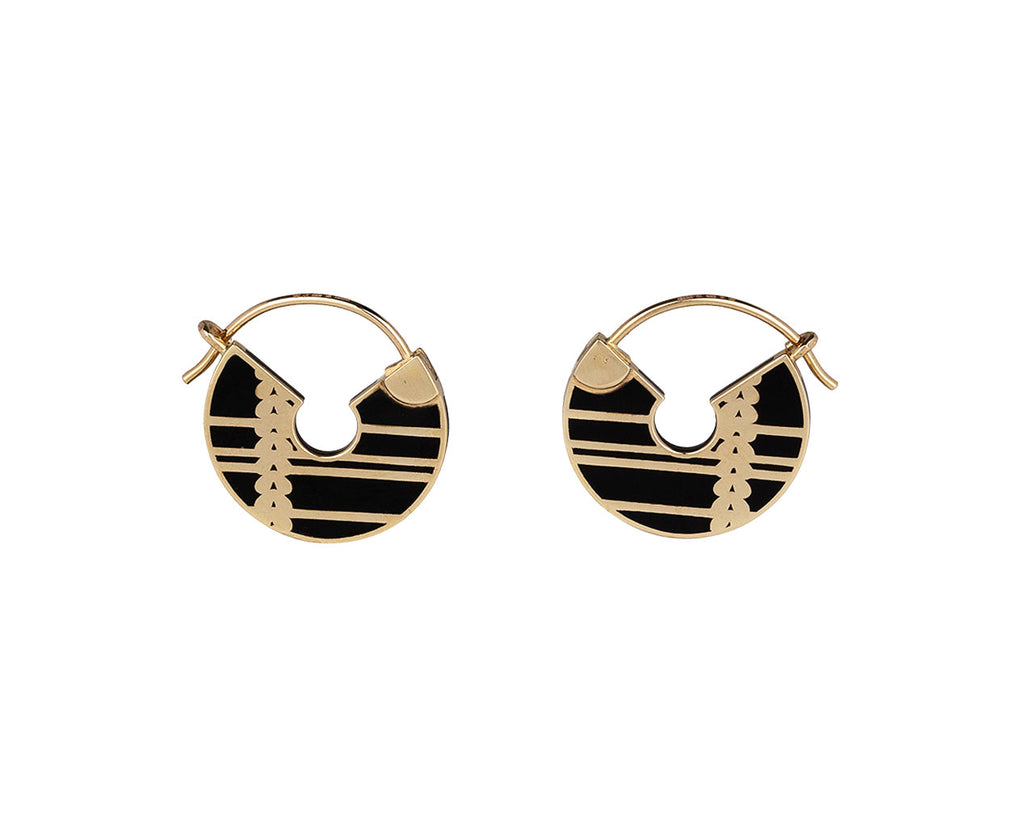 Sari Kerala Double Sided Black Lacquer Hoop Earrings