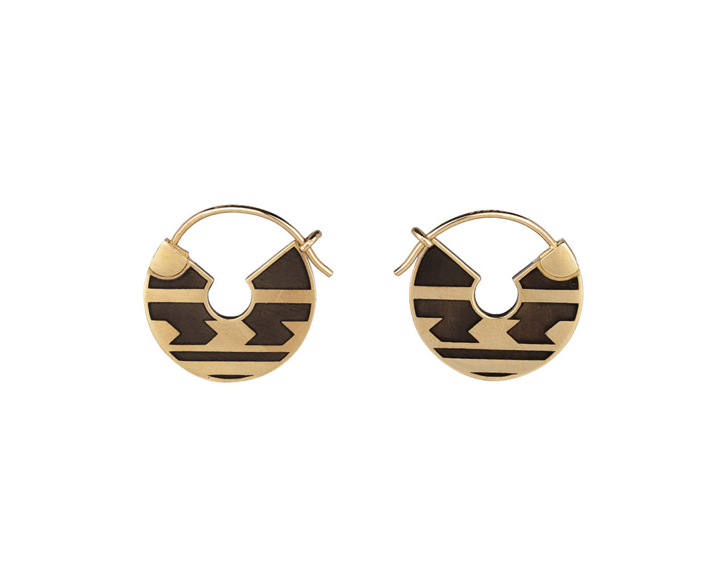 Sari Kerala Double Sided Black Lacquer Hoop Earrings