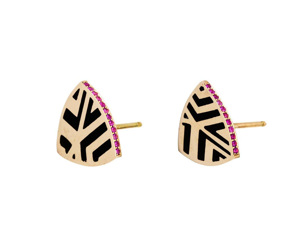 Memphis Lacquer Ruby Triangle Earrings - TWISTonline 