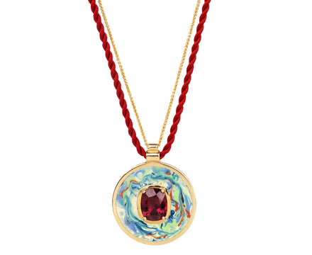 Alice Cicolini Lacquer High Sari Rhodolite Garnet Pendant Necklace