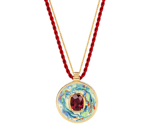 Alice Cicolini Lacquer High Sari Rhodolite Garnet Pendant Necklace