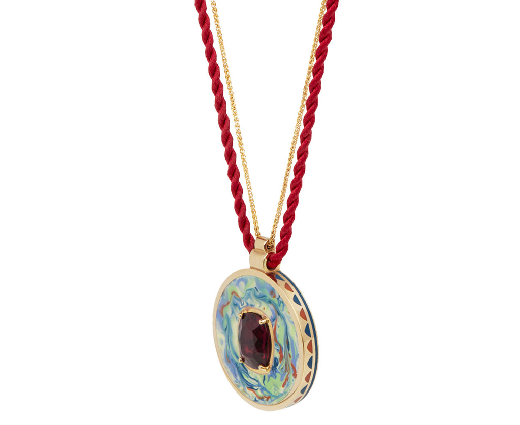 Alice Cicolini Lacquer High Sari Rhodolite Garnet Pendant Necklace Side