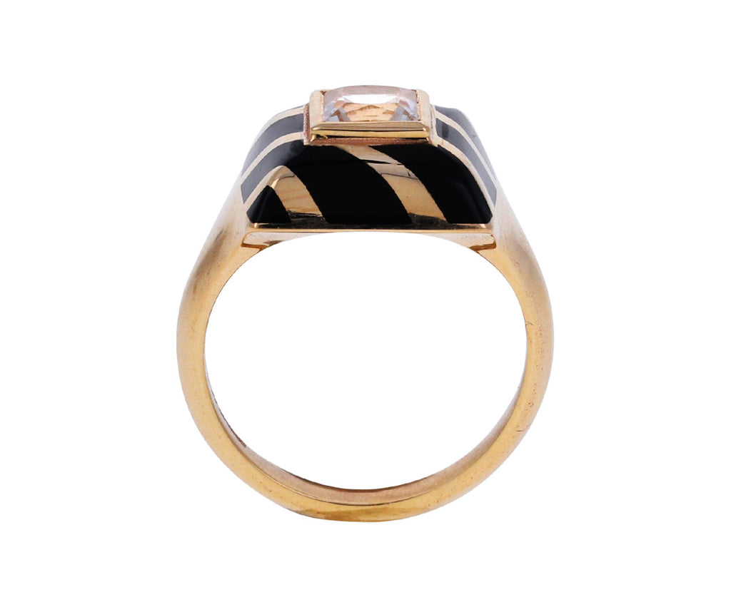 White Topaz Candy Lacquer Striped Ring