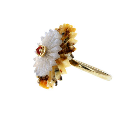Dendritic Opal and Moonstone Summer Snow Ring - TWISTonline 