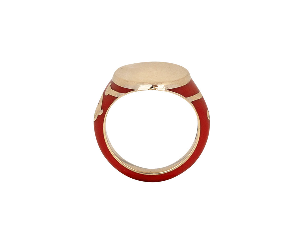 Sari Tami Red Lacquer Signet Ring