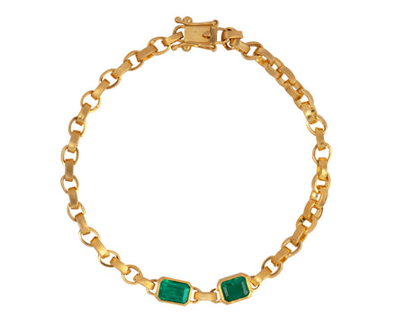 Darius Double Emerald Signature Chain Bracelet