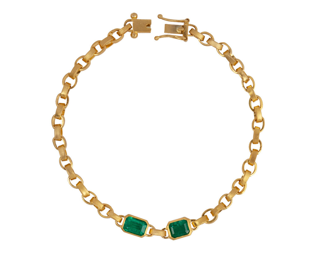 Darius Double Emerald Signature Chain Bracelet Clasp Open