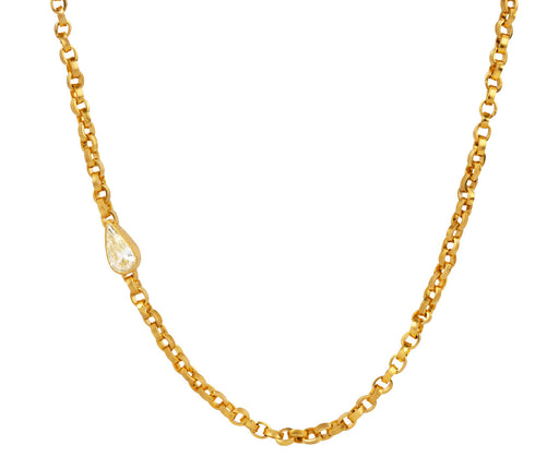 Darius Pear Shaped Diamond Signature Chain Necklace Closer