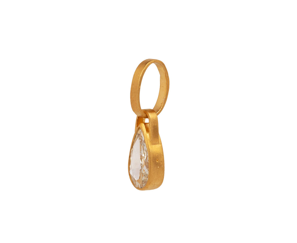Darius Antique Pear Shaped Diamond Charm Pendant ONLY Side View