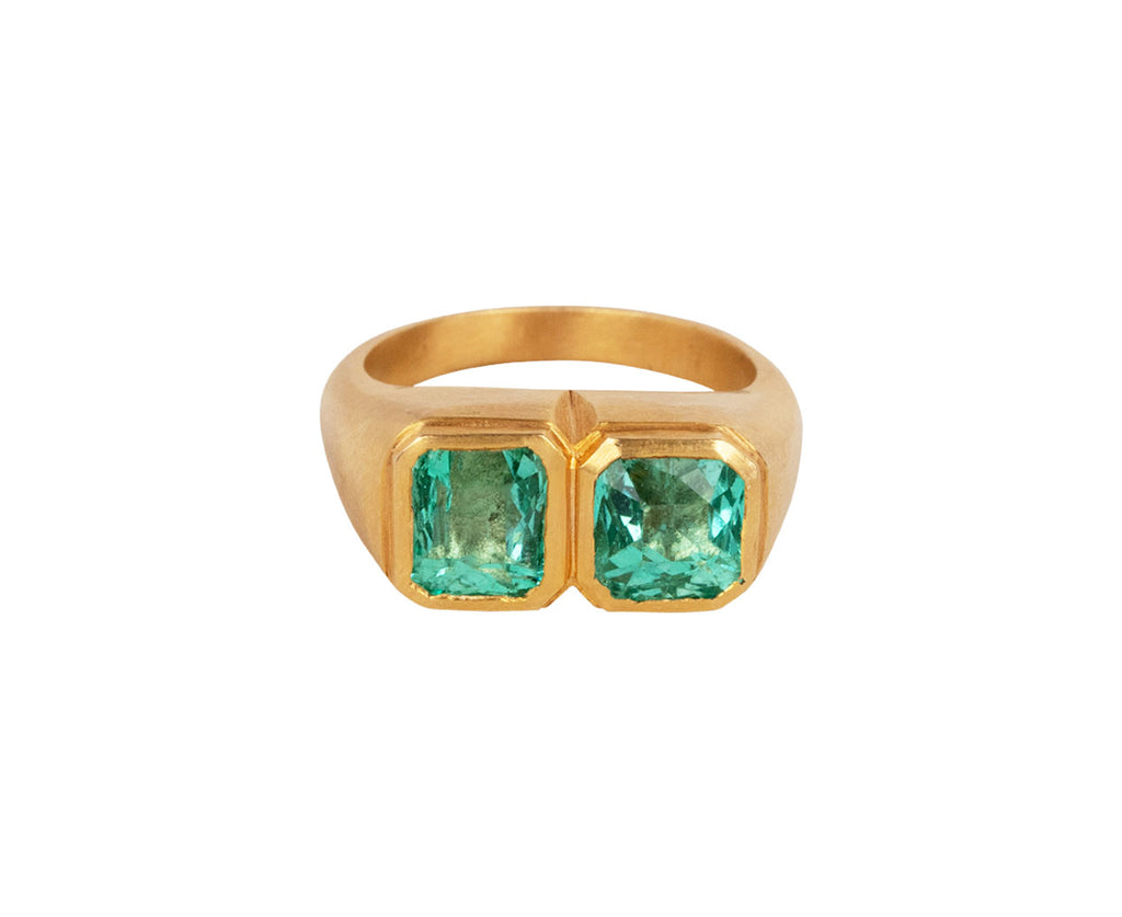 Darius Double Mint Green Colombian Emerald Ring