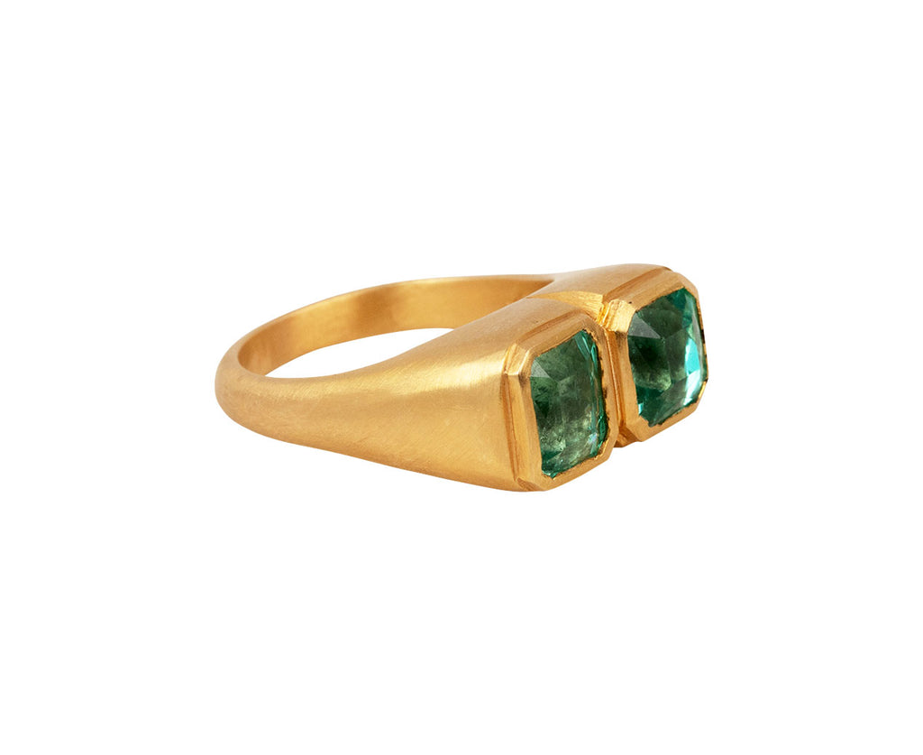 Darius Double Mint Green Colombian Emerald Ring Other Side