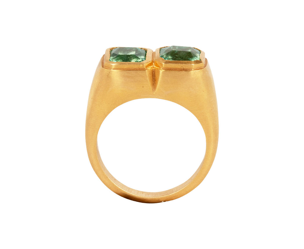 Darius Double Mint Green Colombian Emerald Ring Top