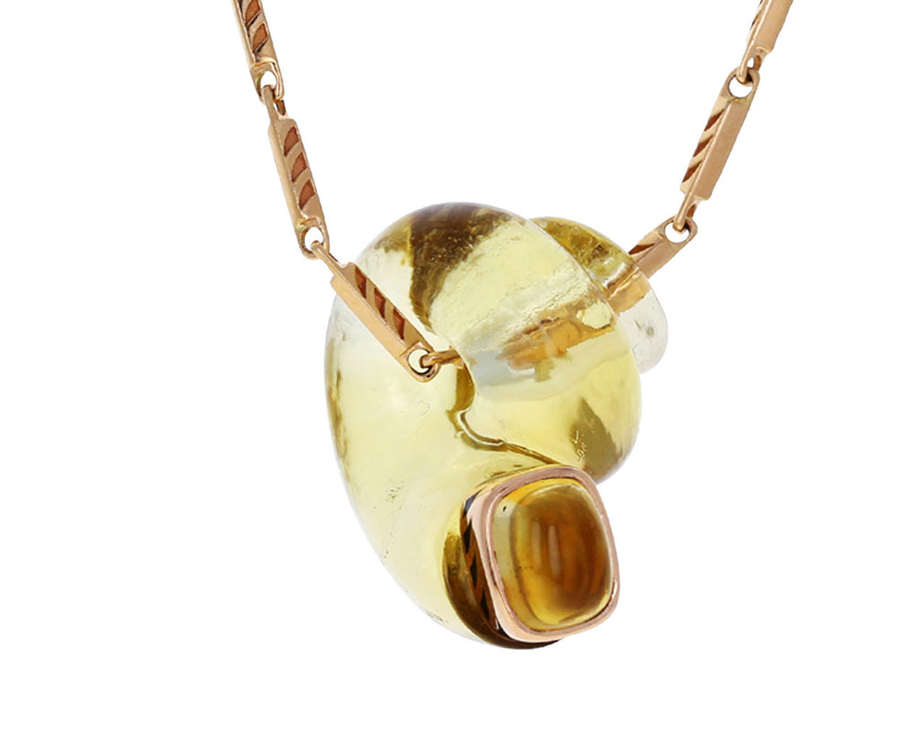 Lemon Quartz Citrine Turbo Shell Pendant ONLY