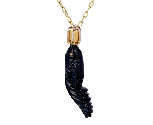 Blue Tiger's Eye and Citrine Fish Charm ONLY