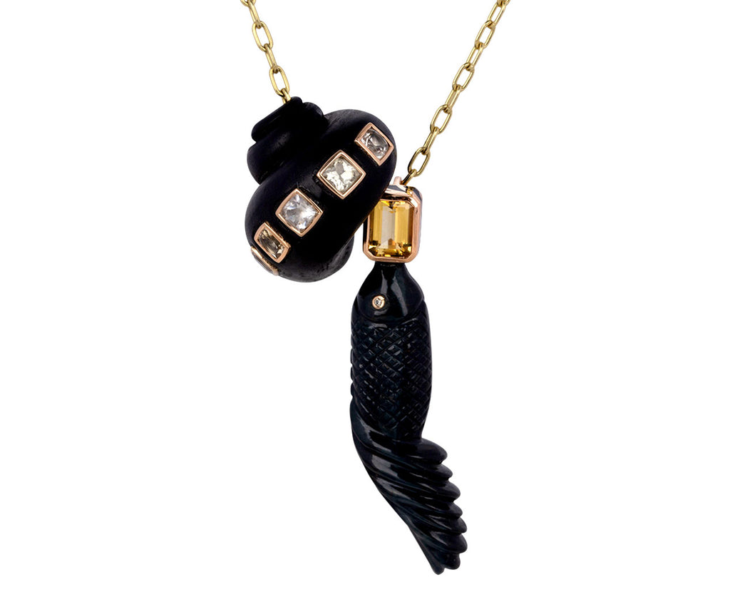 Blue Tiger's Eye and Citrine Fish Charm ONLY