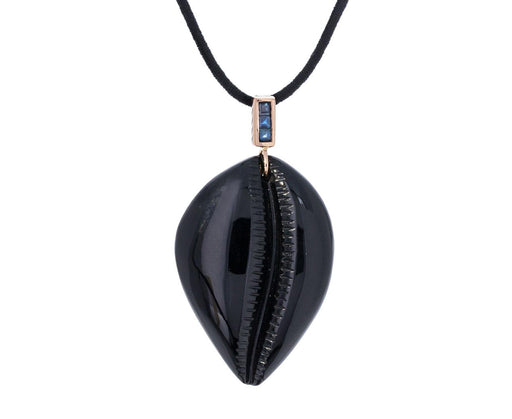 Black Onyx Cowry Shell with Sapphire Bale Pendant ONLY - TWISTonline 