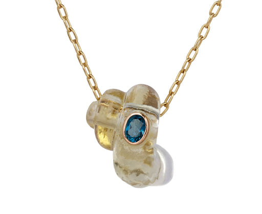 Lemon Quartz and Blue Zircon Shell Charm ONLY