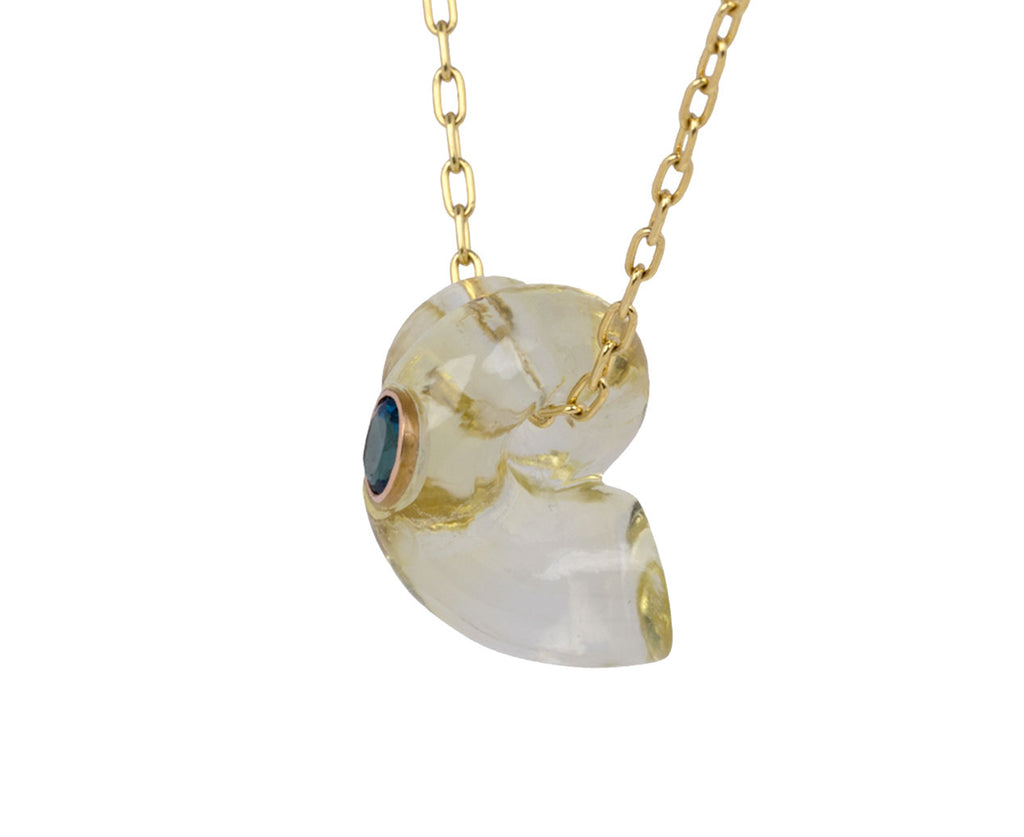 Lemon Quartz and Blue Zircon Shell Charm ONLY