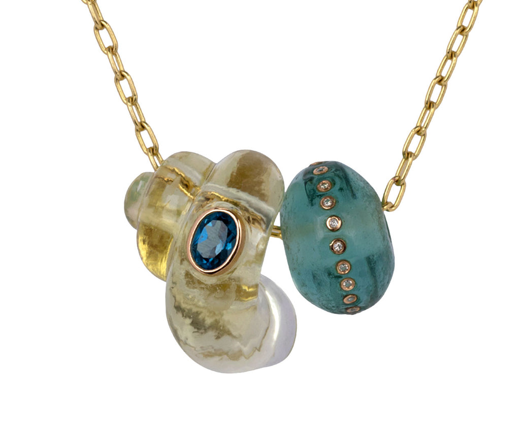 Lemon Quartz and Blue Zircon Shell Charm ONLY