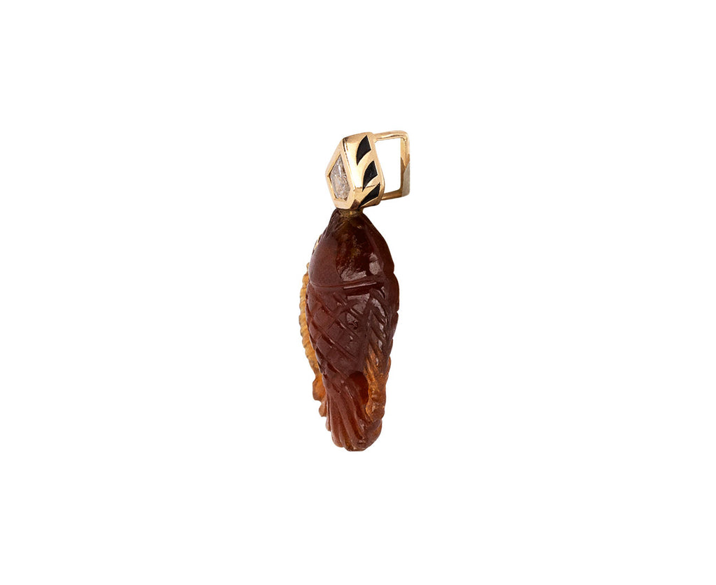 Dezso Garnet and Diamond Fish Charm Pendant ONLY Side View