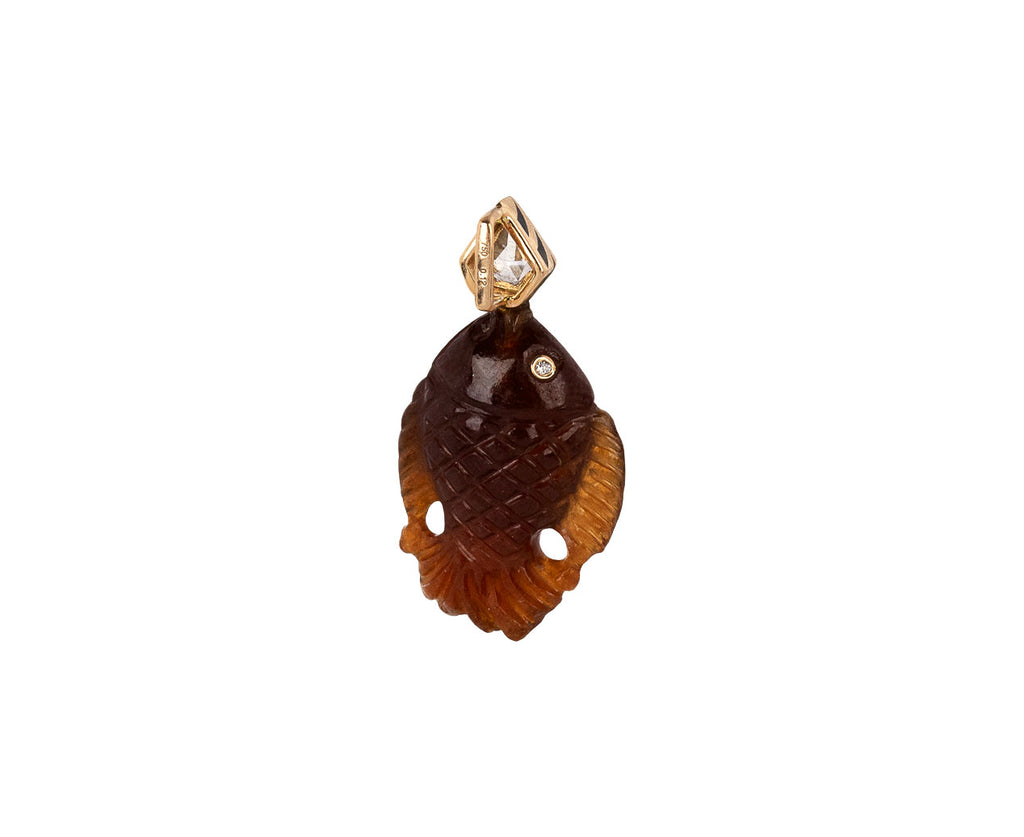 Dezso Garnet and Diamond Fish Charm Pendant ONLY Back