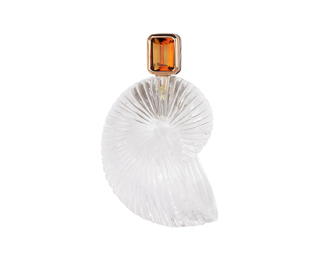 Dezso Carved Crystal Quartz Grande Nautilus and Citrine Charm Pendant ONLY