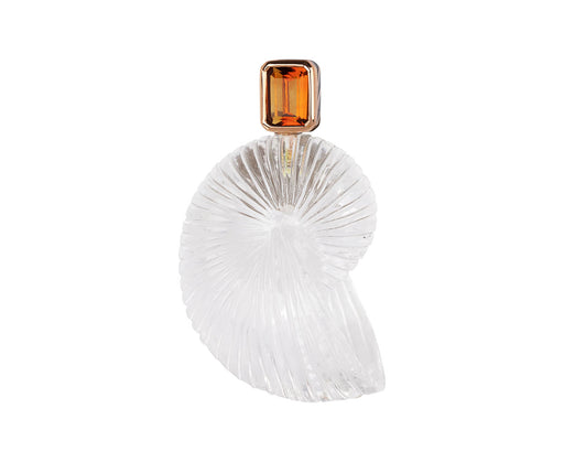 Dezso Carved Crystal Quartz Grande Nautilus and Citrine Charm Pendant ONLY