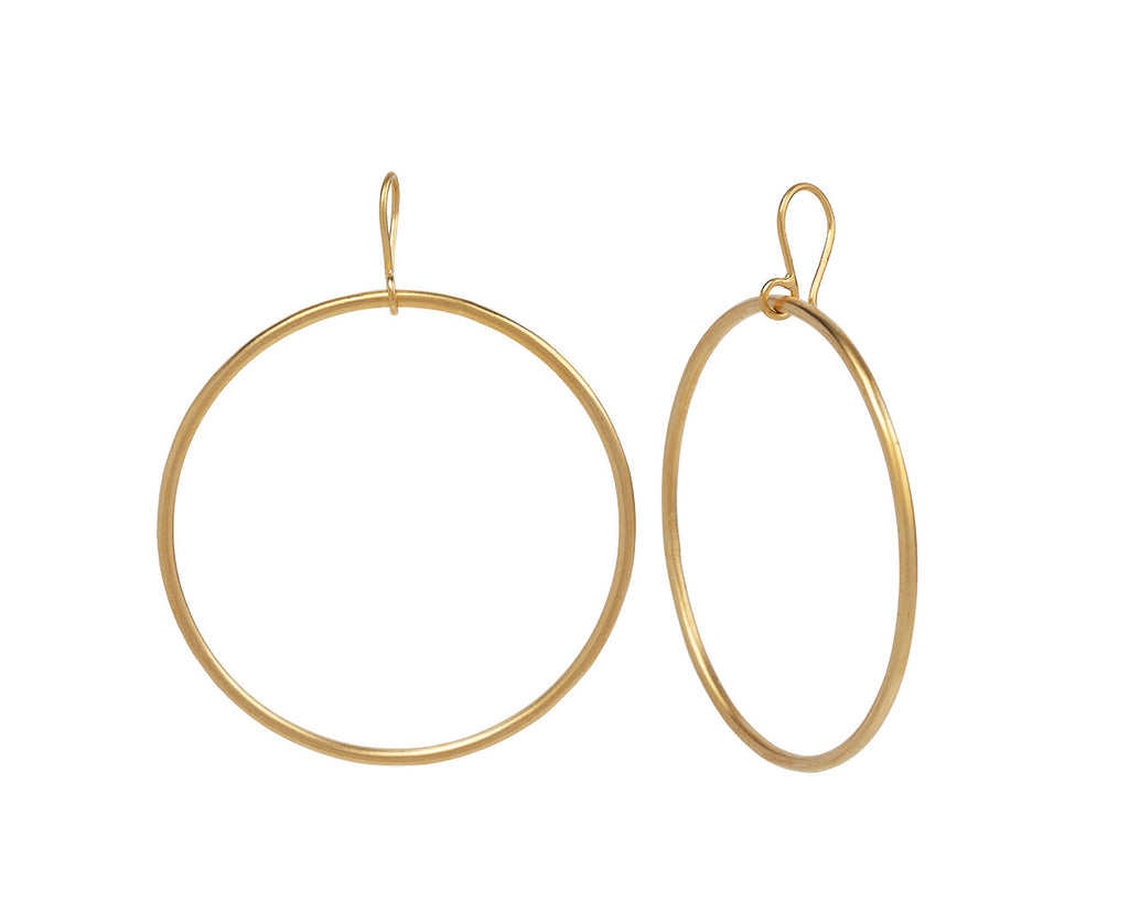 Jane Diaz Gold Plated Large Wire Hoop Earrings Side View