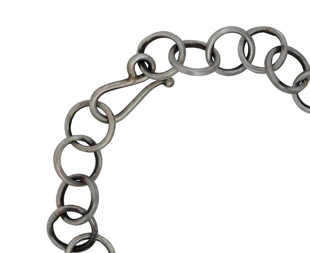 Jane Diaz Silver Link Chain Bracelet Clasp Close Up Shot