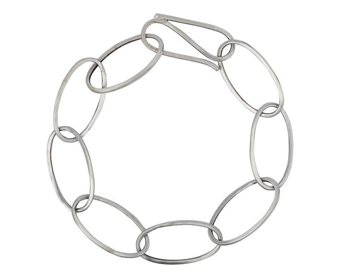 Jane Diaz Silver Oval Large Link Bracelet