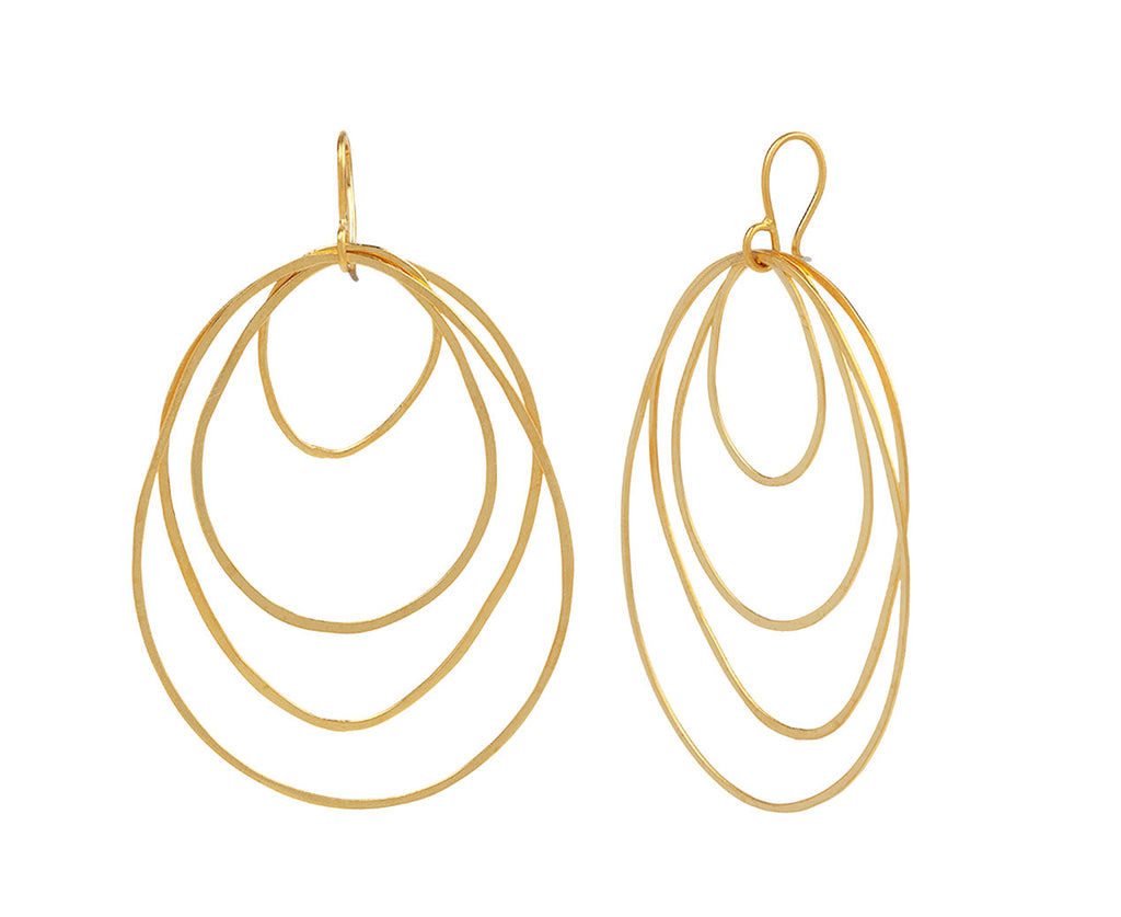 Jane Diaz Gold Plated Egg Shape Graduated Whisper Earrings Side View