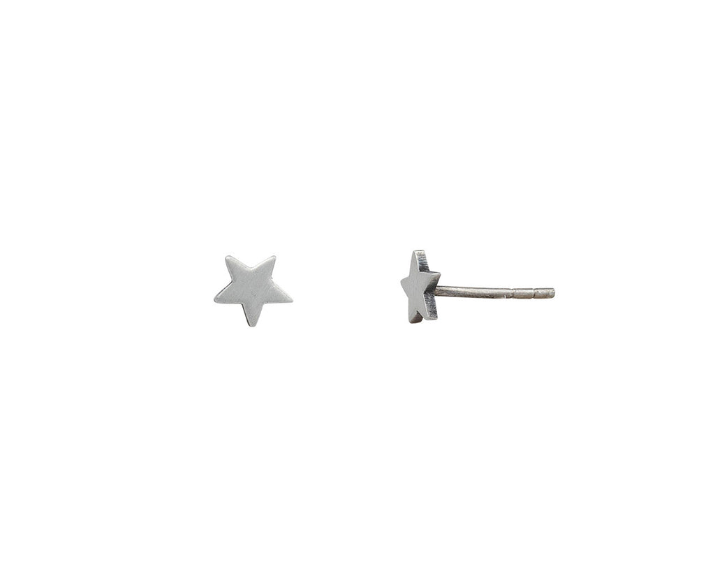 Jane Diaz Silver Tiny Star Stud Earrings Side View