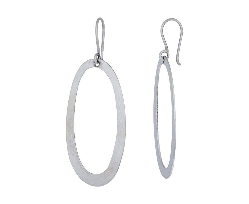 Silver Oval Drop Earrings
