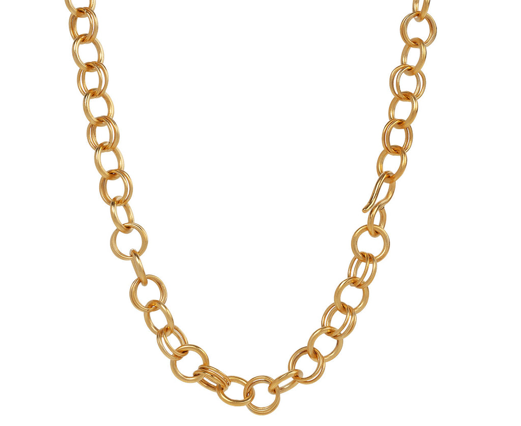 Jane Diaz Gold Plated Victorian Style Round Link Chain Necklace Clasp Shot