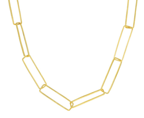 Gold Plated Rectangle Chain Necklace