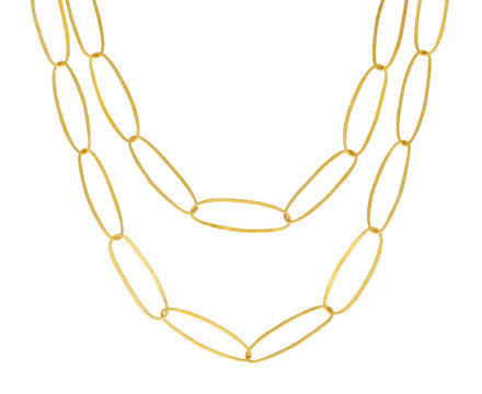 Gold Plated Long Oval Link Necklace